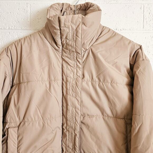 THE FIFTH LABEL Remake Puffer Tan Bomber Jacket Cropped XS - Picture 6 of 14